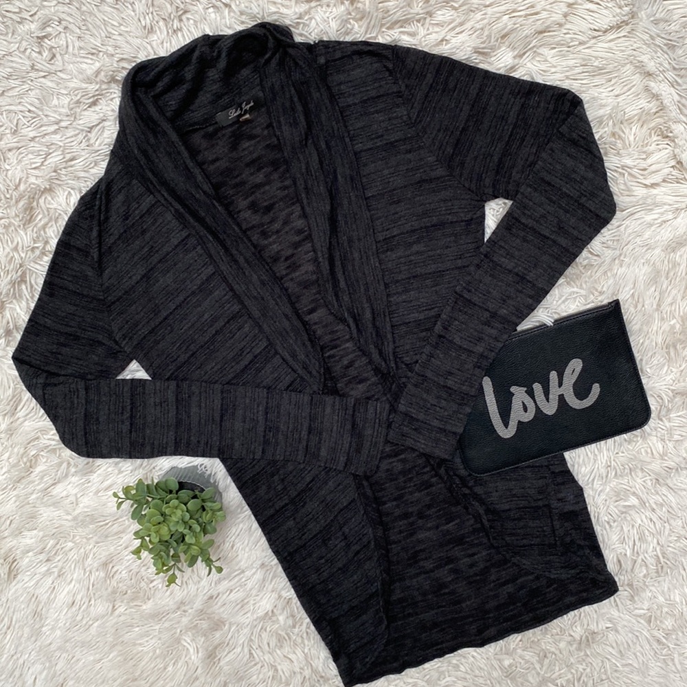 Laila Jayde Cocoon Open Cardigan 💗 Marled Black & Gray